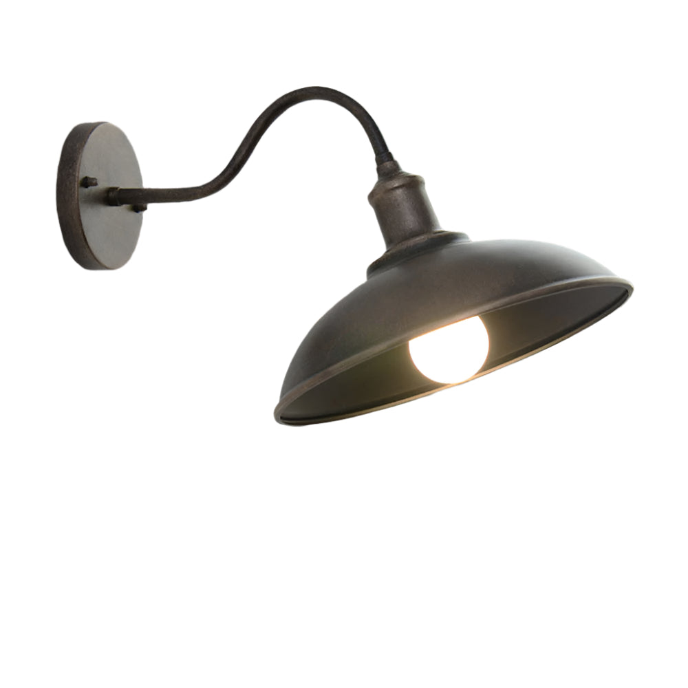 Tauren Outdoor Wall Light | Industrial Bowl-Shaped Iron Design
