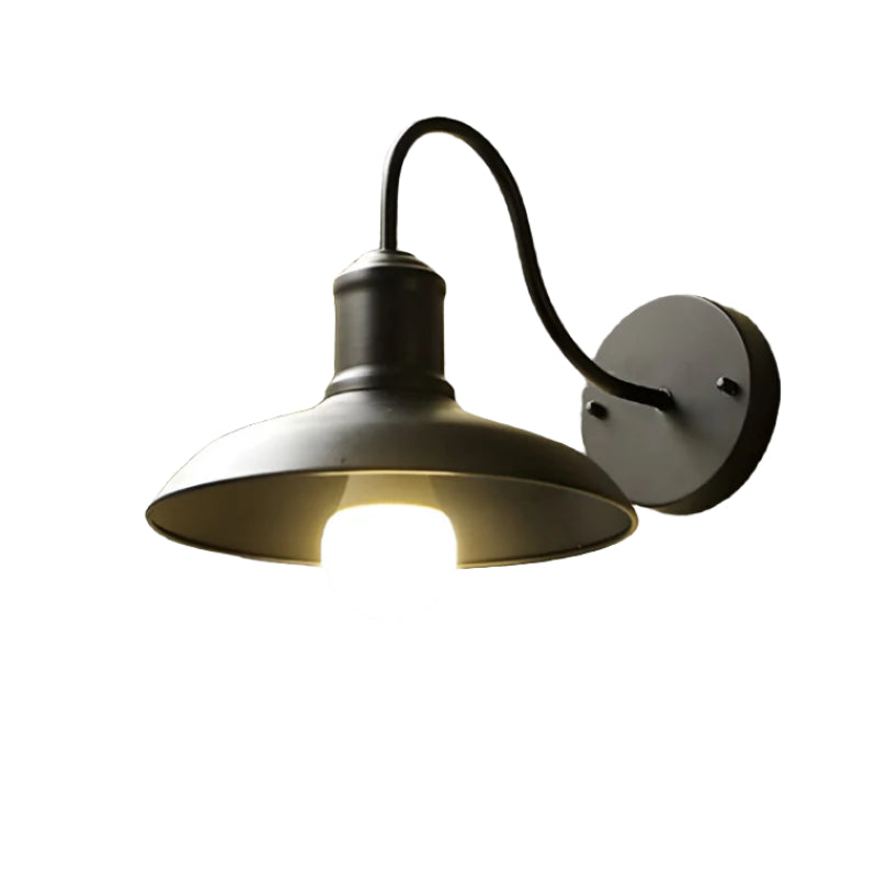 Tauren Outdoor Wall Light | Industrial Bowl-Shaped Iron Design