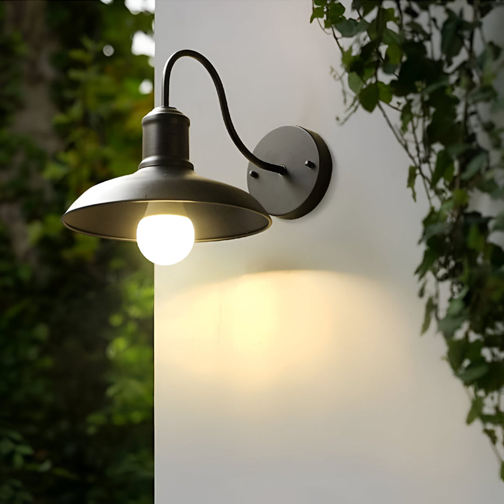 Tauren Outdoor Wall Light | Industrial Bowl-Shaped Iron Design