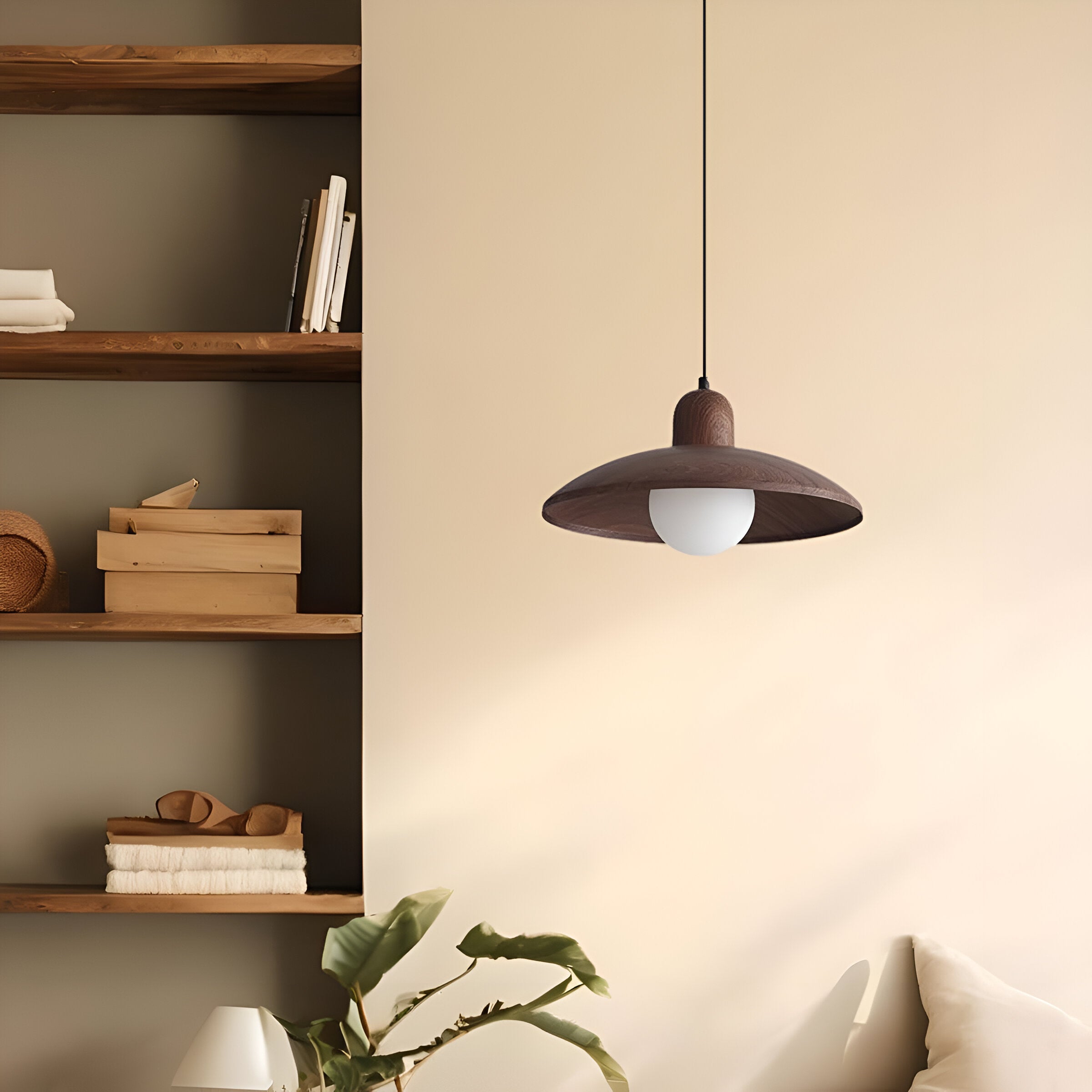 Raku Pendant Light | Japanese Wabi-Sabi Walnut Lighting
