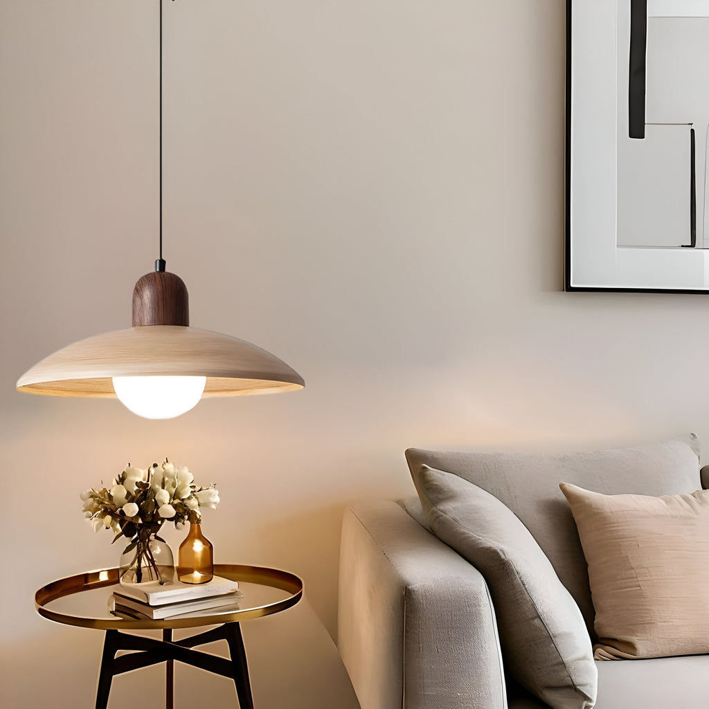 Raku Pendant Light | Japanese Wabi-Sabi Walnut Lighting