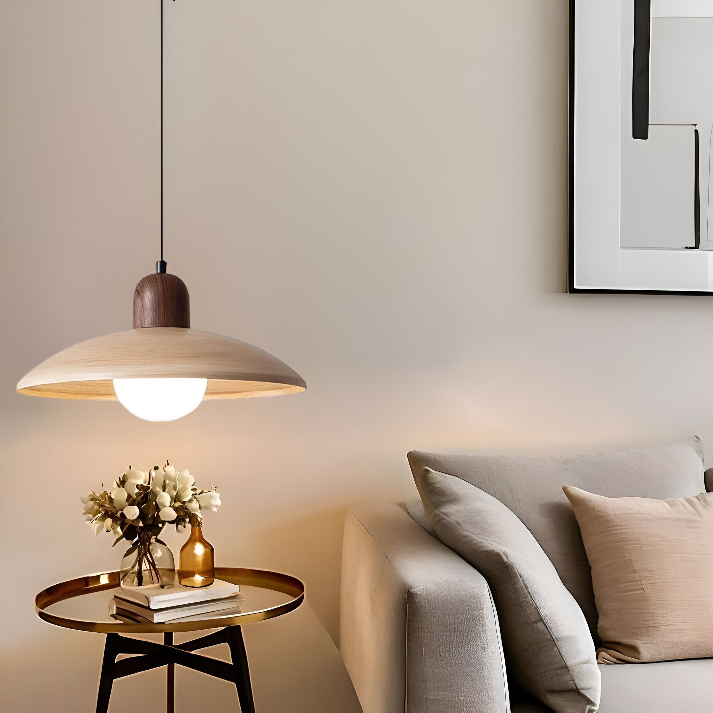 Raku Pendant Light | Japanese Wabi-Sabi Walnut Lighting