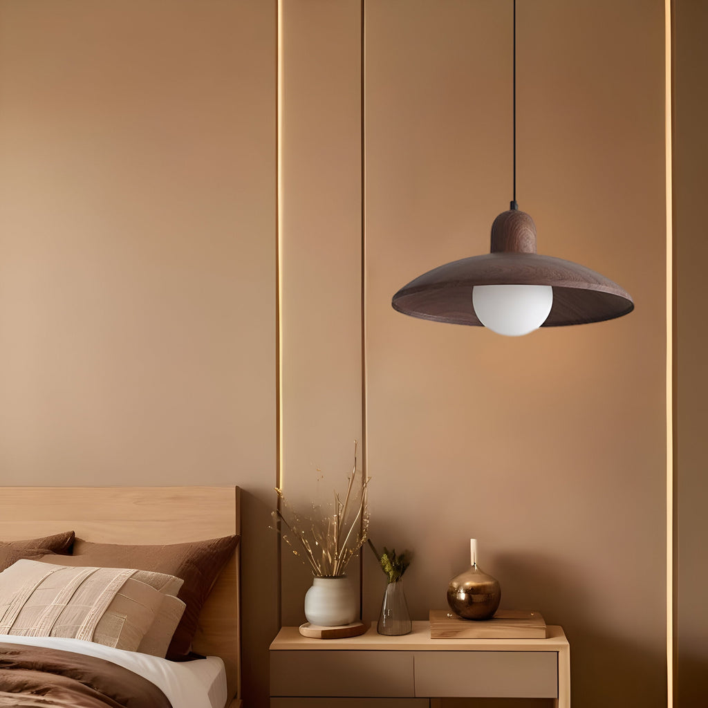 Raku Pendant Light | Japanese Wabi-Sabi Walnut Lighting