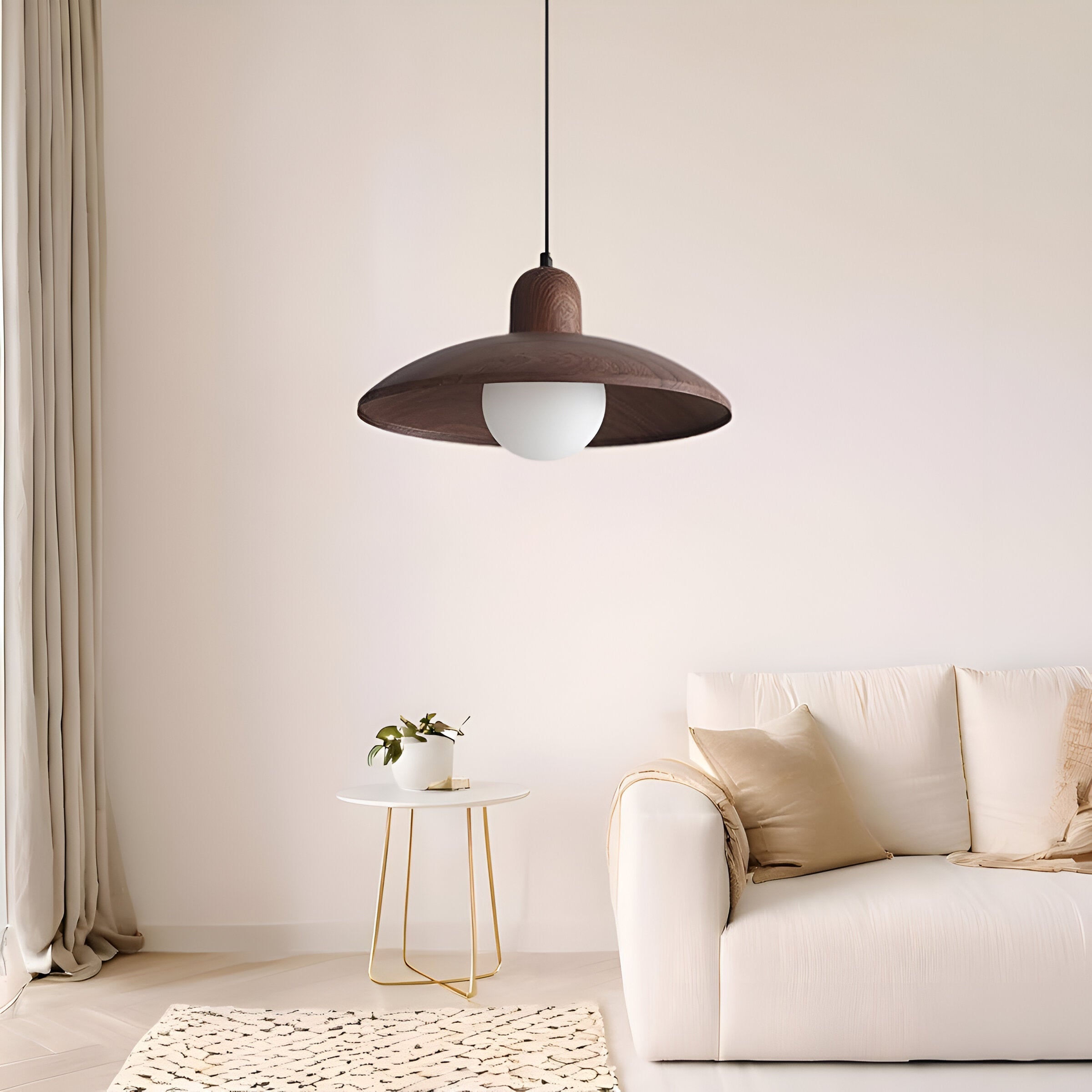 Raku Pendant Light | Japanese Wabi-Sabi Walnut Lighting