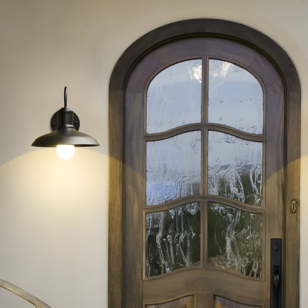 Tauren Outdoor Wall Light | Industrial Bowl-Shaped Iron Design