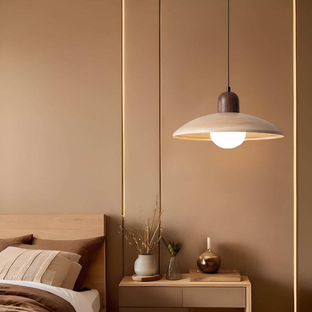 Raku Pendant Light | Japanese Wabi-Sabi Walnut Lighting