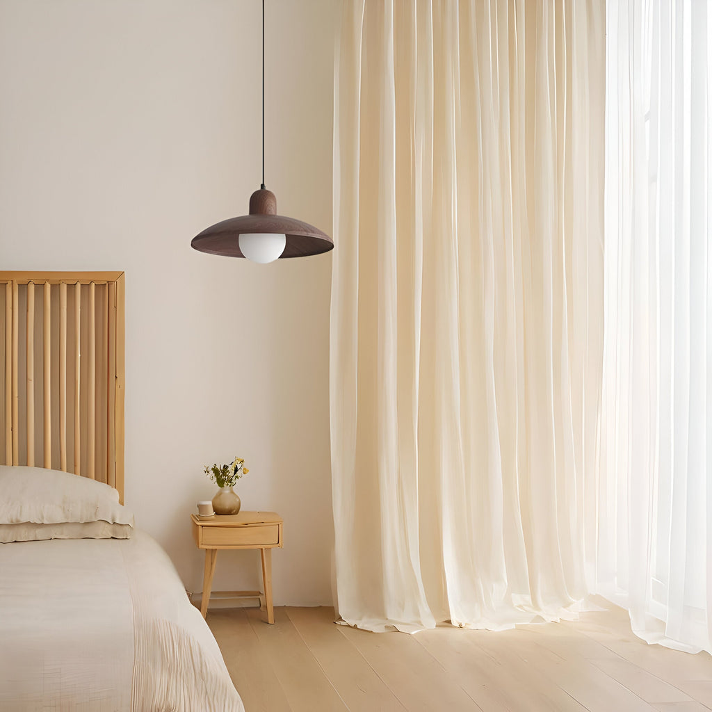 Raku Pendant Light | Japanese Wabi-Sabi Walnut Lighting