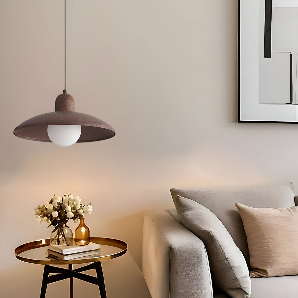Raku Pendant Light | Japanese Wabi-Sabi Walnut Lighting