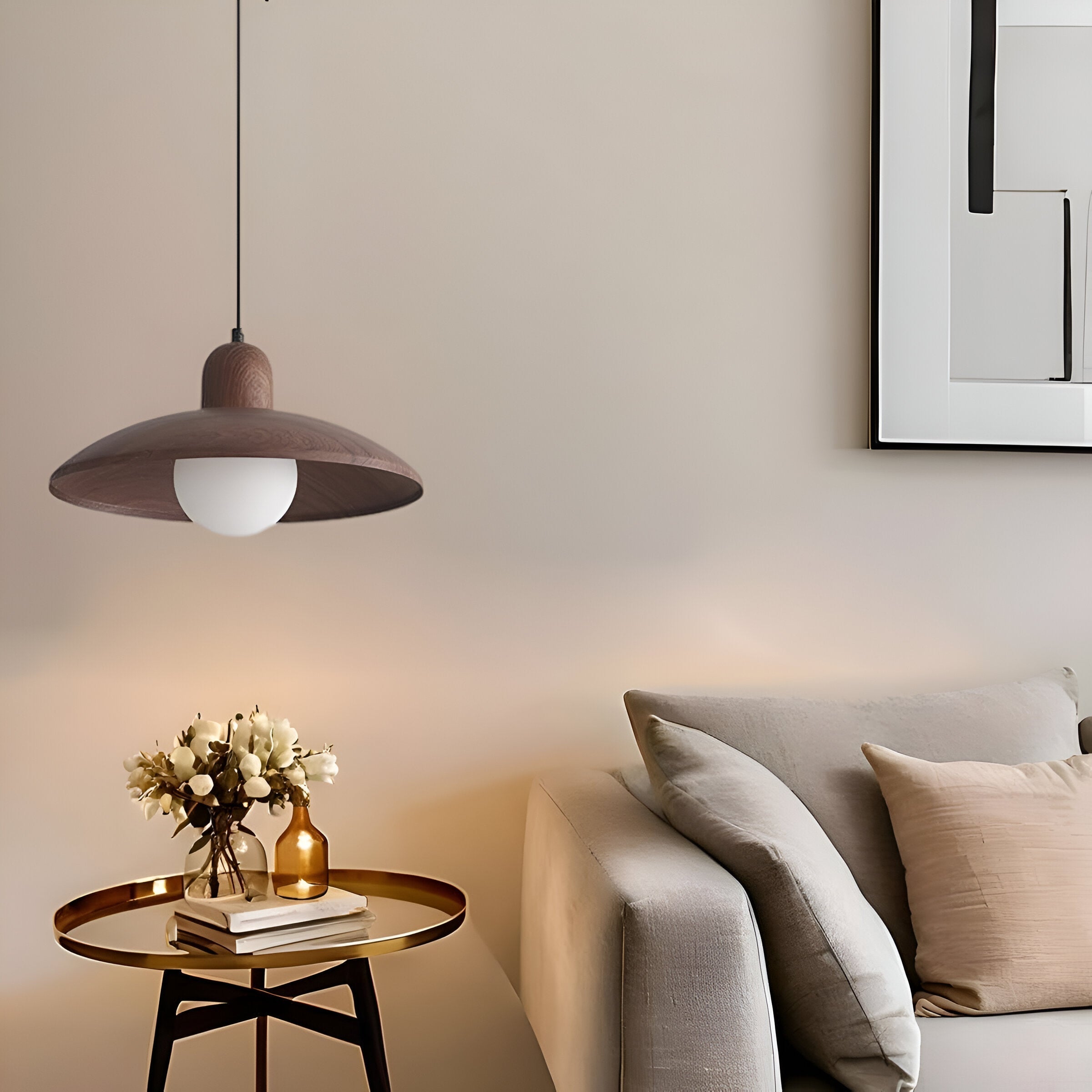Raku Pendant Light | Japanese Wabi-Sabi Walnut Lighting