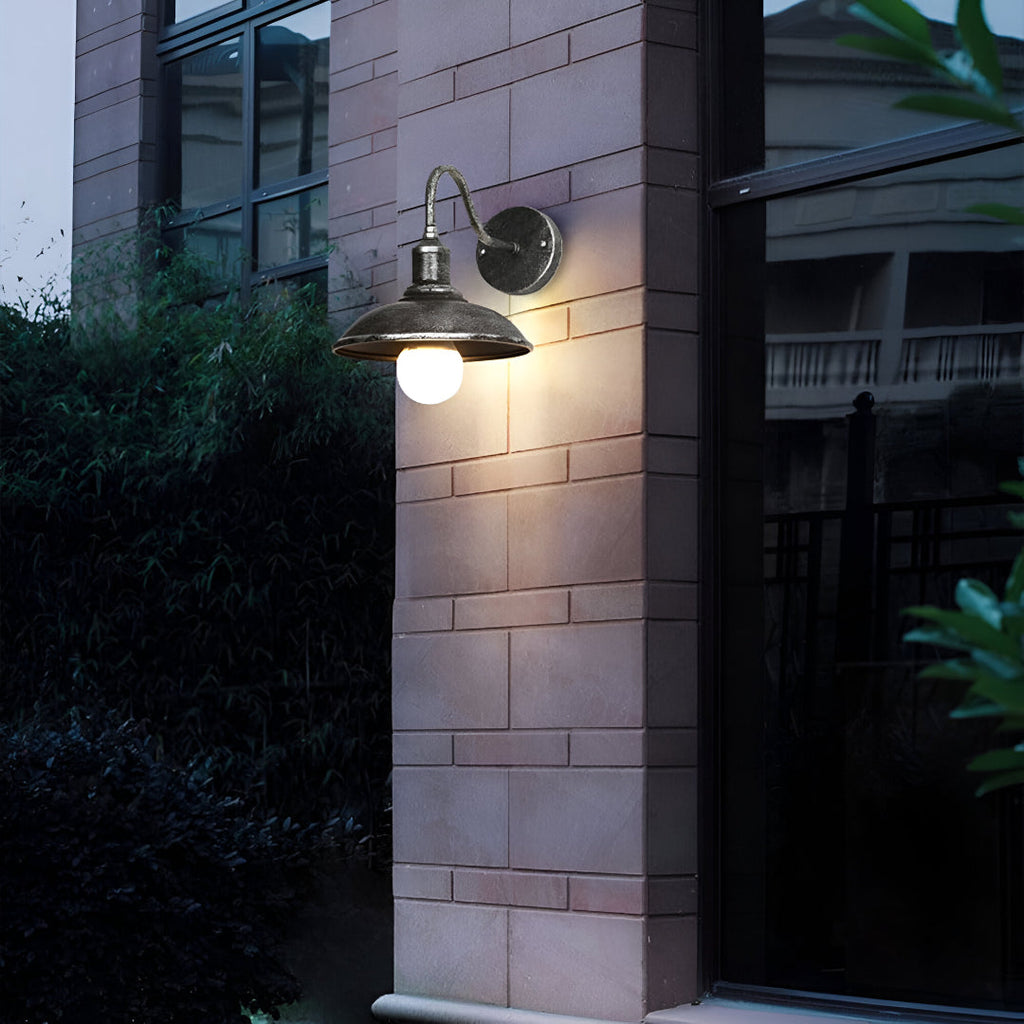 Tauren Outdoor Wall Light | Industrial Bowl-Shaped Iron Design