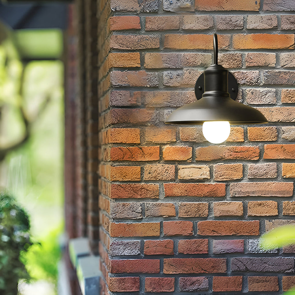 Tauren Outdoor Wall Light | Industrial Bowl-Shaped Iron Design