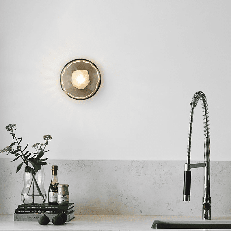 Rilun Wall Light | Modern Round Ripple Glass Minimalist Design