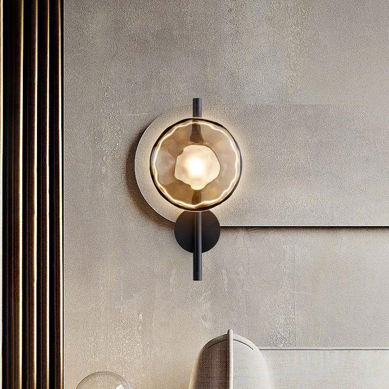 Rilun Wall Light | Modern Round Ripple Glass Minimalist Design