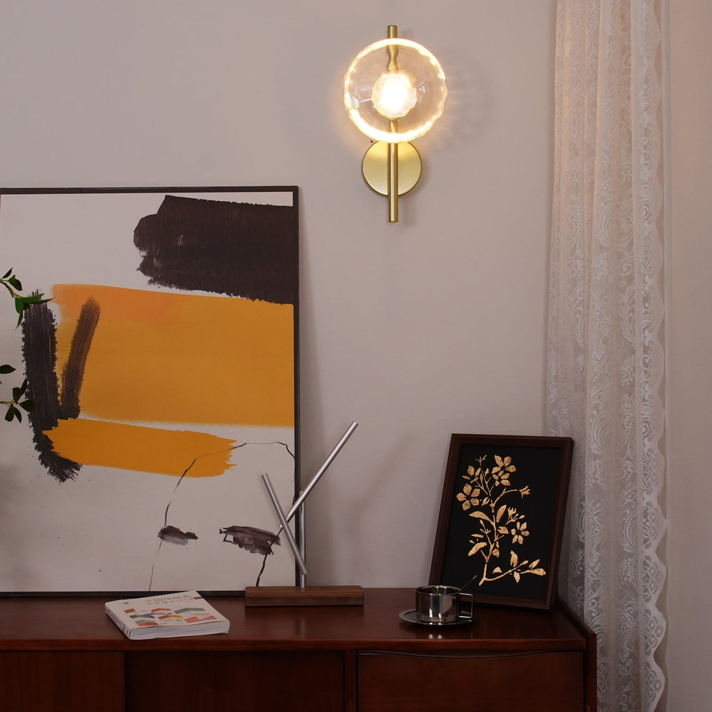 Rilun Wall Light | Modern Round Ripple Glass Minimalist Design