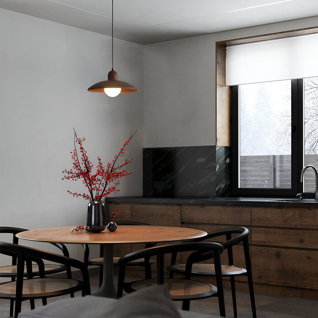 Raku Pendant Light | Japanese Wabi-Sabi Walnut Lighting