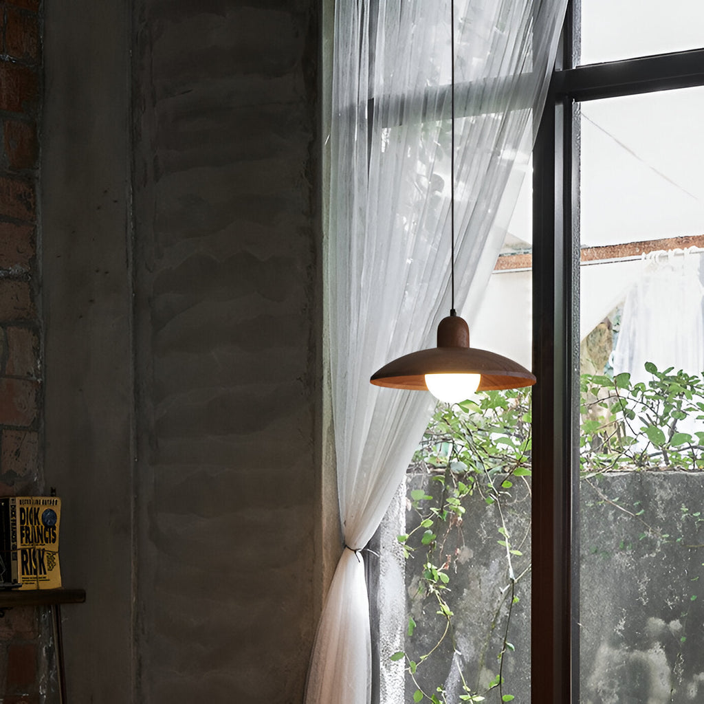Raku Pendant Light | Japanese Wabi-Sabi Walnut Lighting