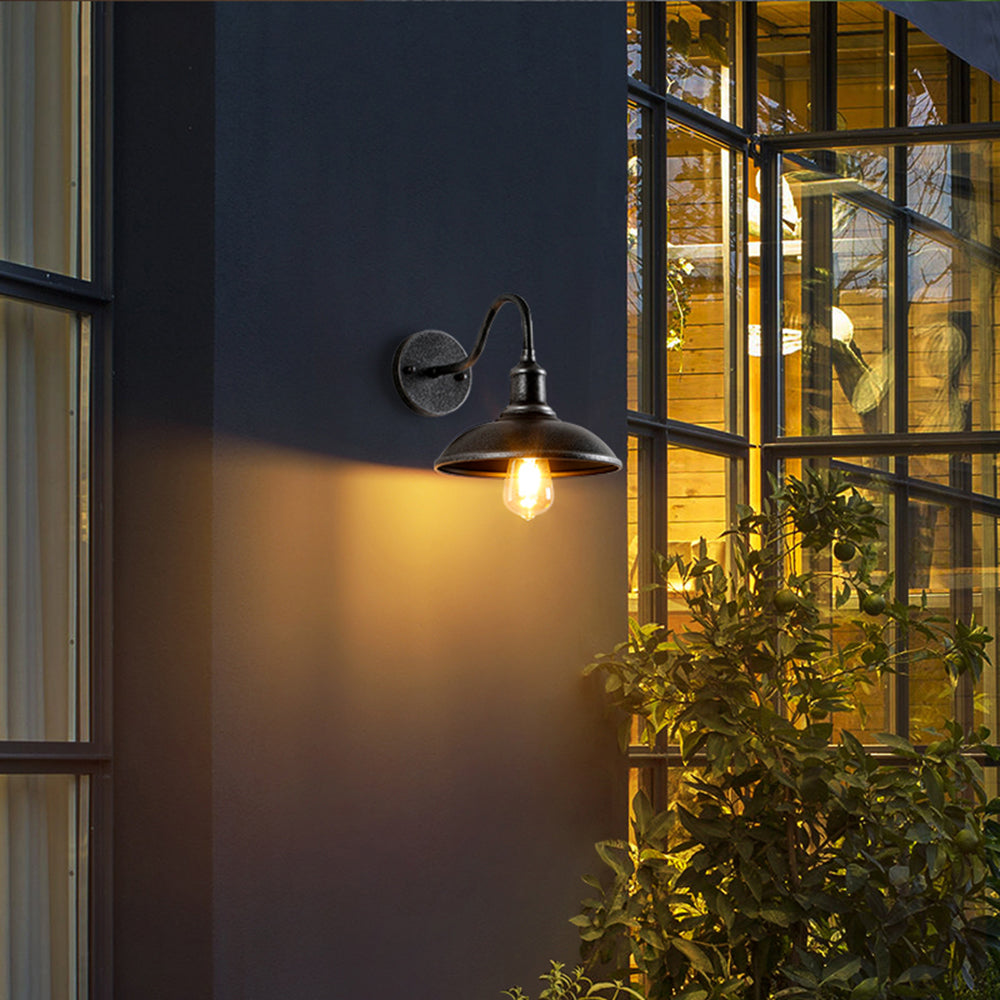 Tauren Outdoor Wall Light | Industrial Bowl-Shaped Iron Design