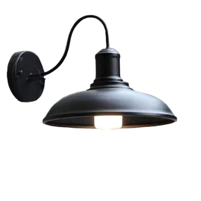 Tauren Outdoor Wall Light | Industrial Bowl-Shaped Iron Design