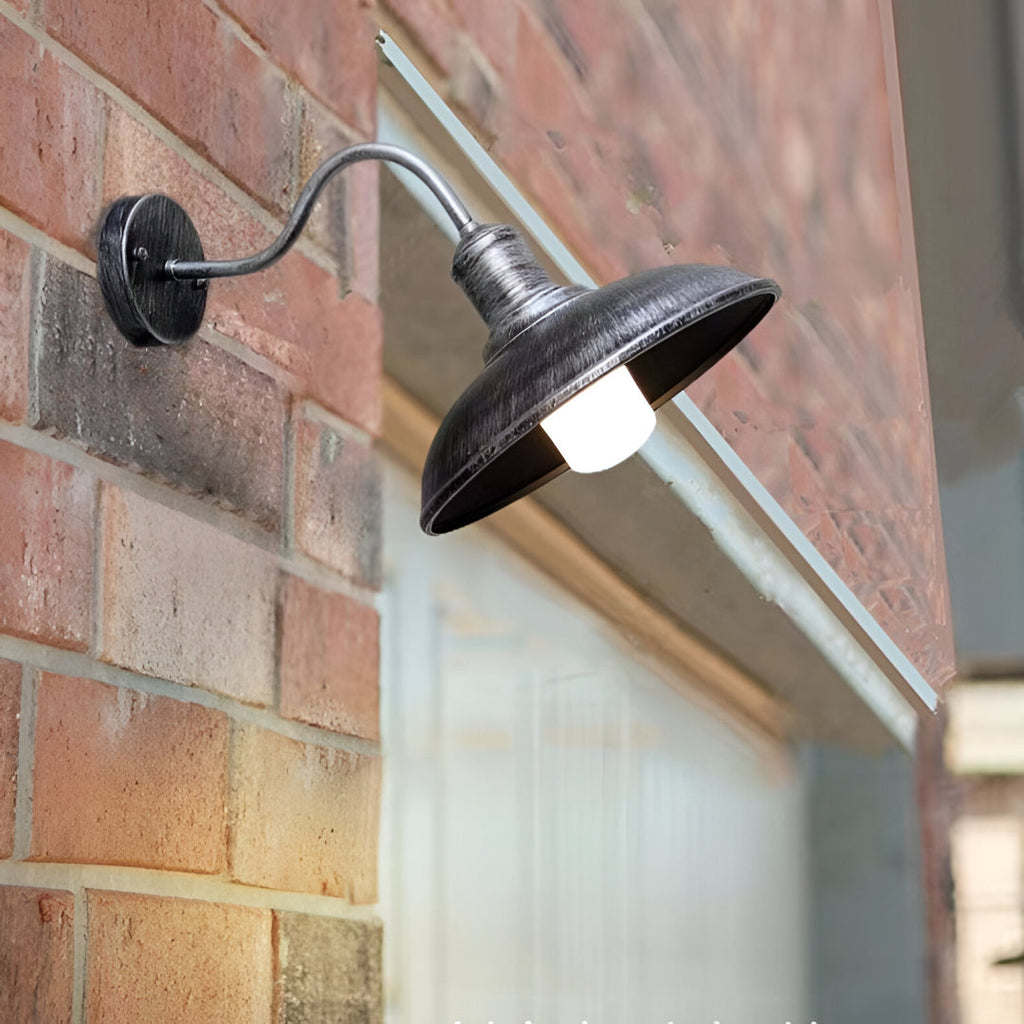 Tauren Outdoor Wall Light | Industrial Bowl-Shaped Iron Design