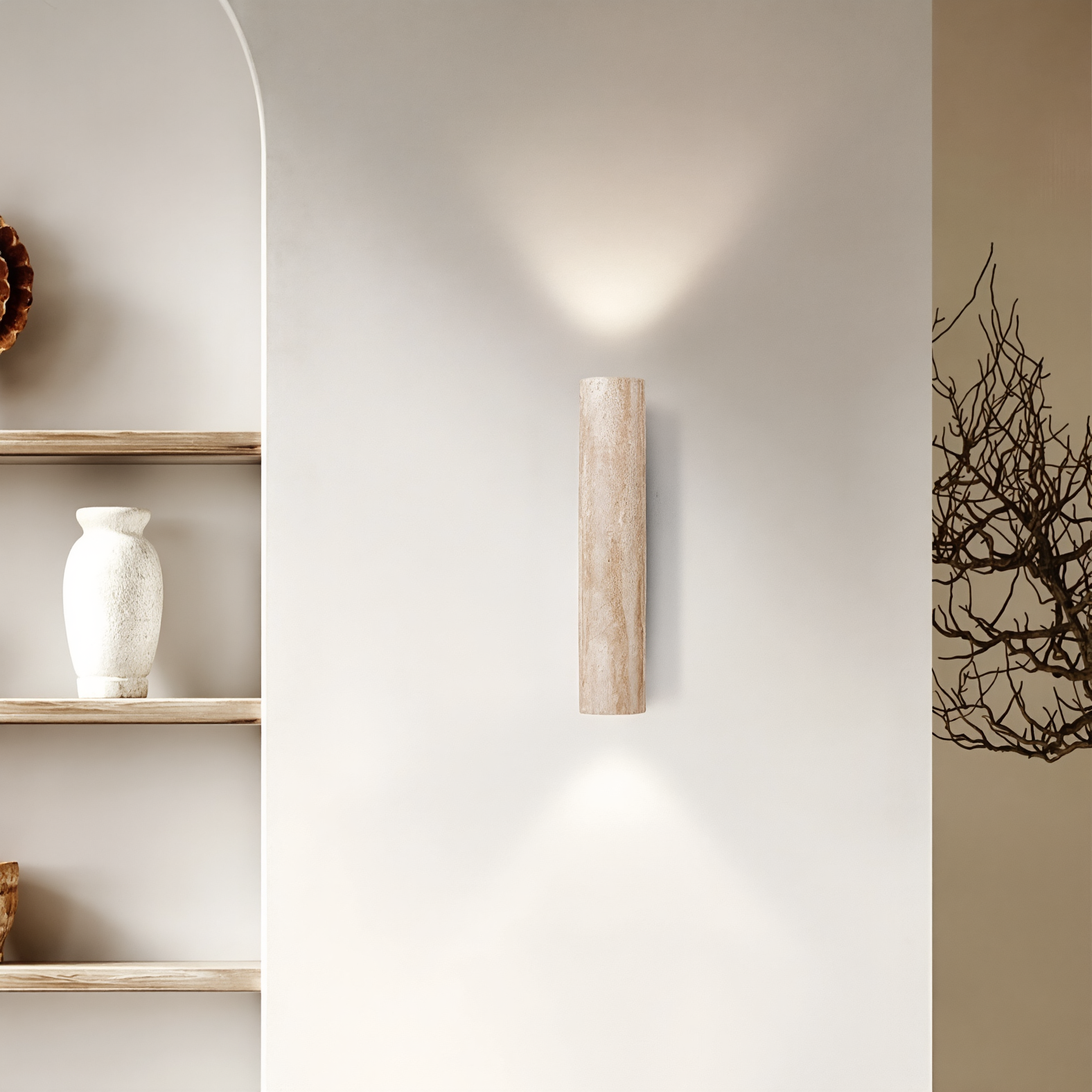 Kora Wall Light | Japandi Travertine Minimalist Lighting